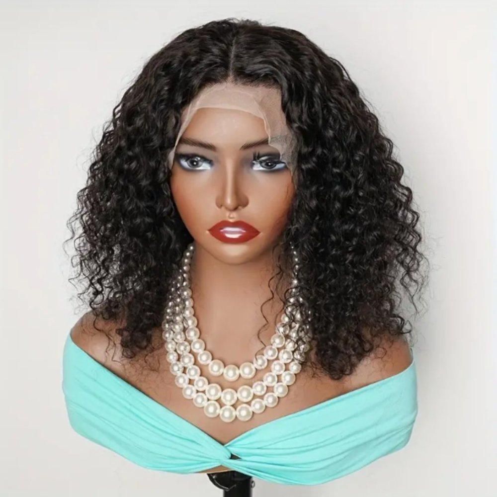 180% Density Short Bob Curly 13*4 Lace Front Human Hair Wigs For Women